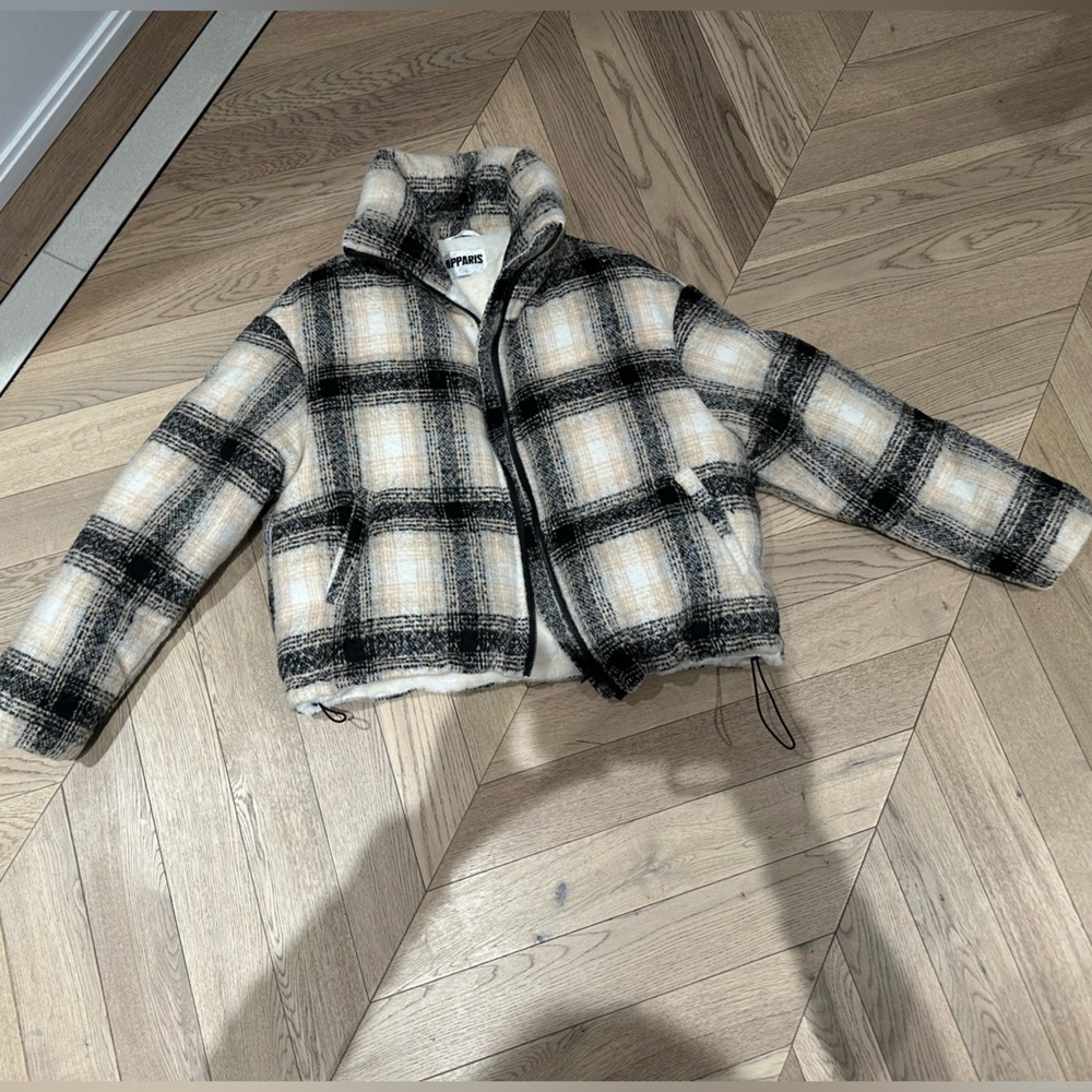 Apparis Faux Fur Jacket in Black and Cream